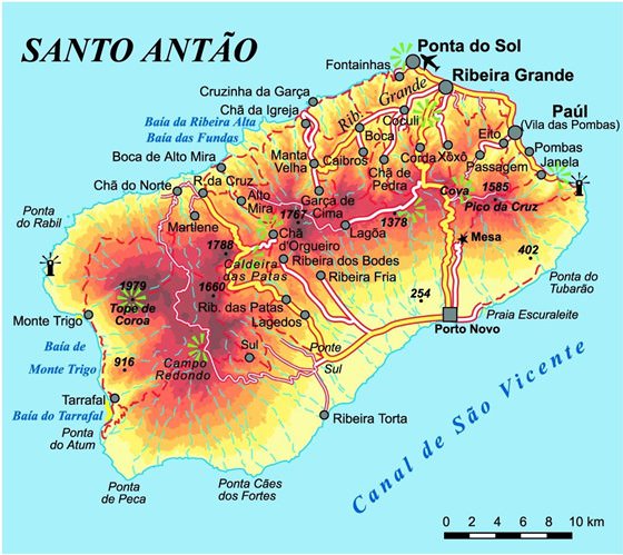 Подробная карта Санто Антао 2