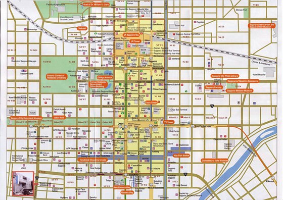 Gedetailleerde plattegrond van Sapporo