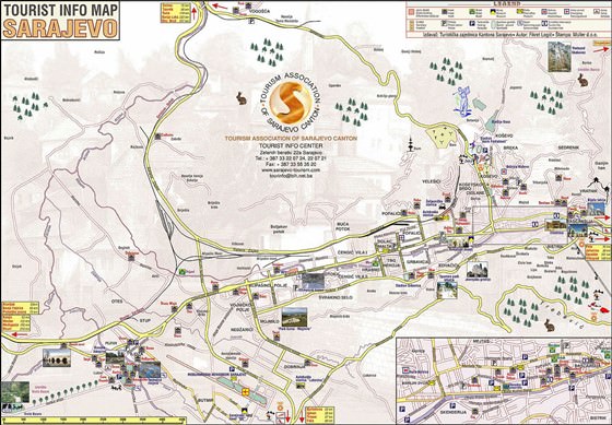 Gedetailleerde plattegrond van Sarajevo