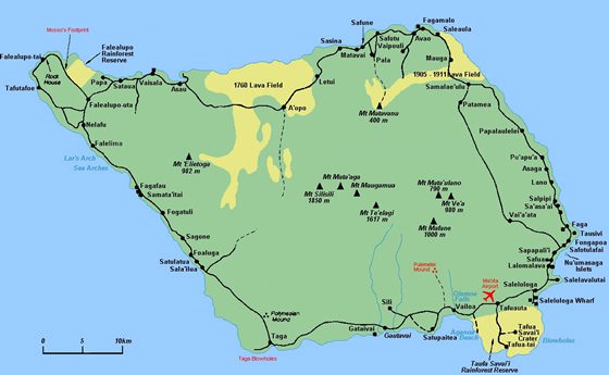Подробная карта острова Саваи 2