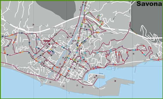 Gedetailleerde plattegrond van Savona
