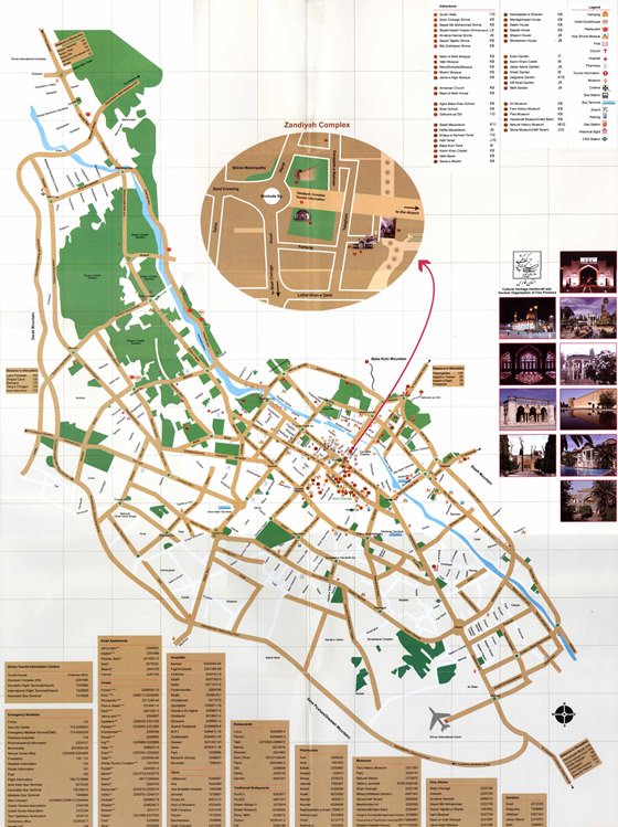 Подробная карта Шираза 2