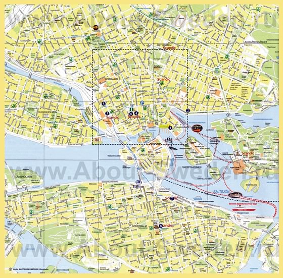 Detailed map of Stockholm 2