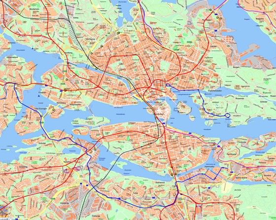 Gedetailleerde plattegrond van Stockholm