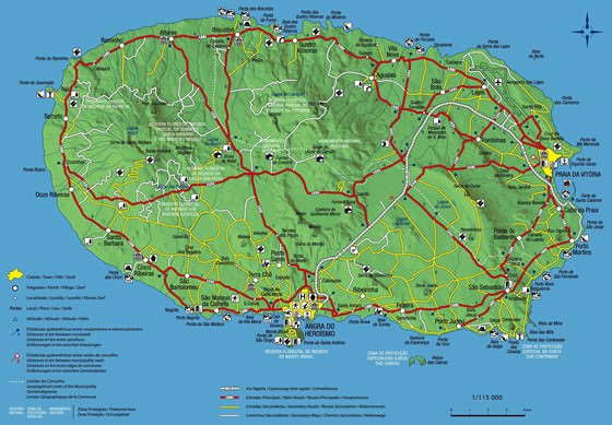Large map of Terceira Island 1