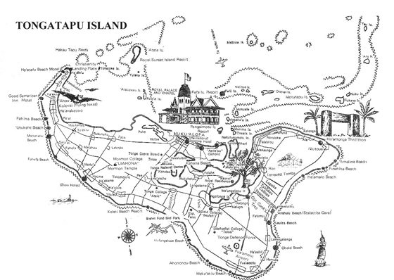 Подробная карта острова Тонгатапу 2