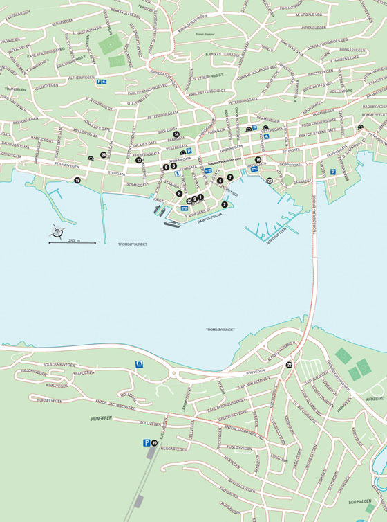 Gedetailleerde plattegrond van Tromso