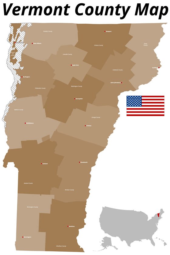 Детальная карта Вермонта 1