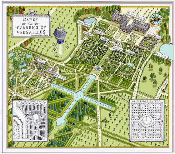 Gedetailleerde plattegrond van Versailles