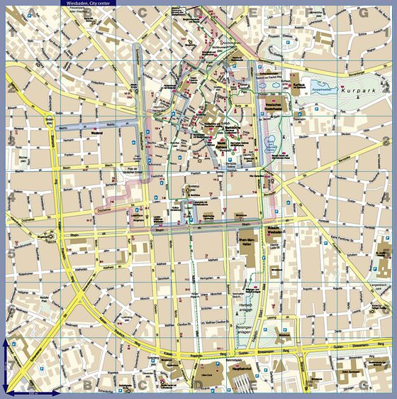 Gedetailleerde plattegrond van Wiesbaden