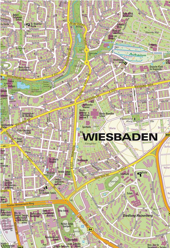 Mapa detallado de Wiesbaden 2