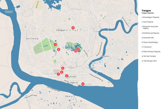 Подробная карта Янгона 2