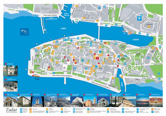 Hoge-resolutie kaart van Zadar