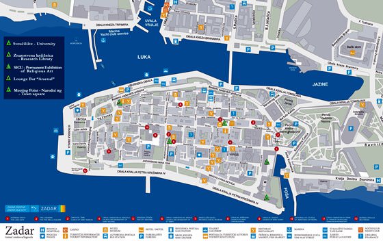 Gedetailleerde plattegrond van Zadar