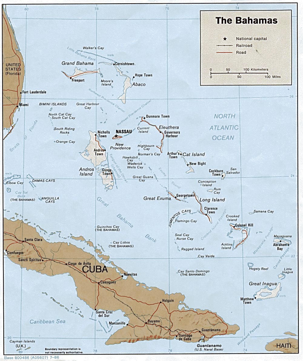 The Bahamas Map Atlantic Ocean 