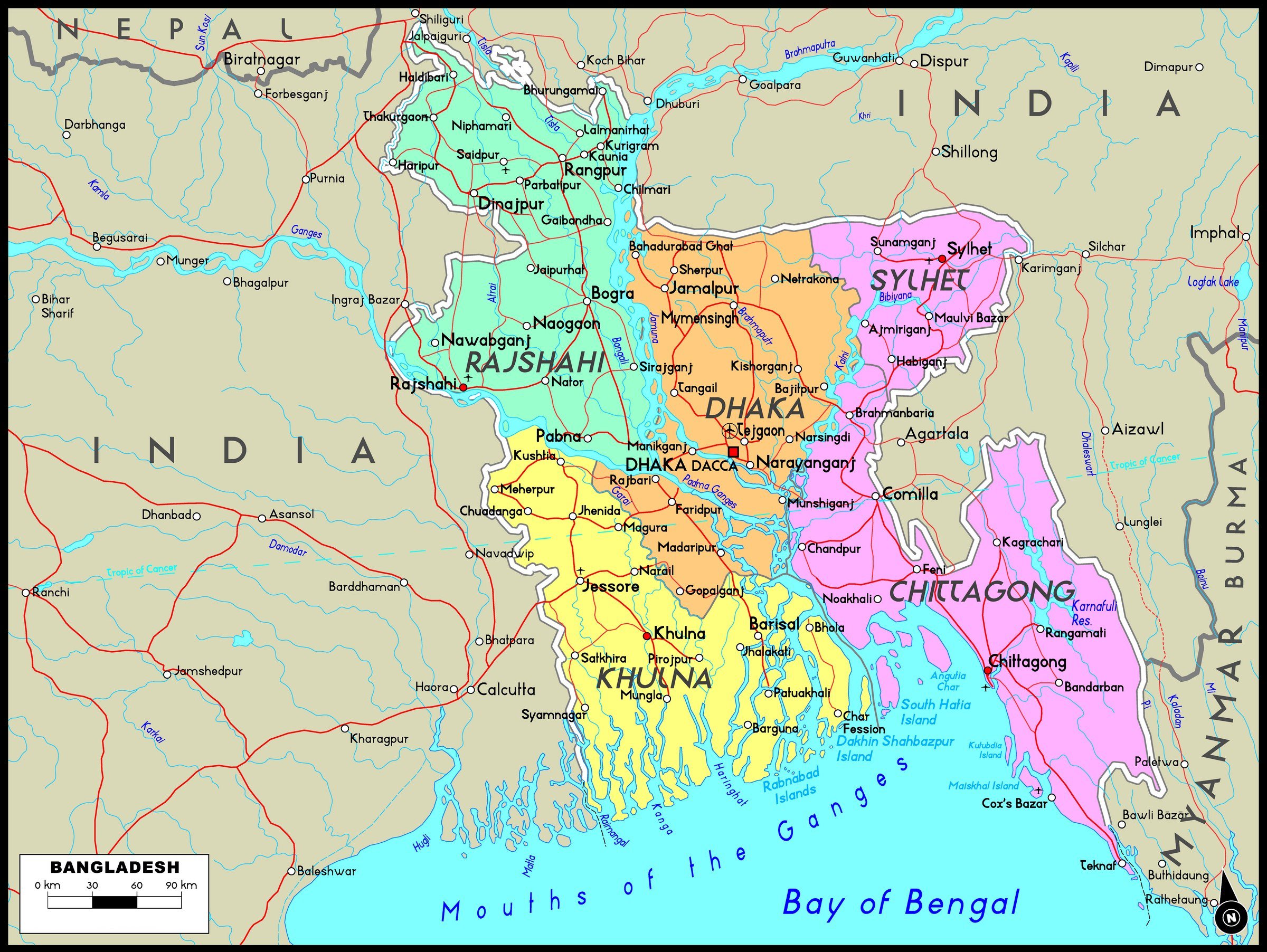 Printable Map Of Bangladesh