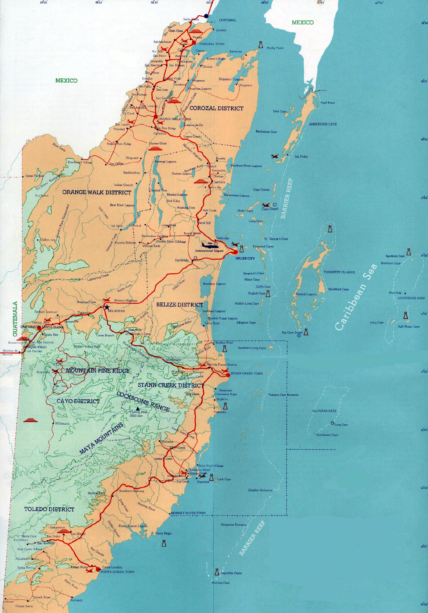 Mapas Imprimidos de Belice con Posibilidad de Descargar