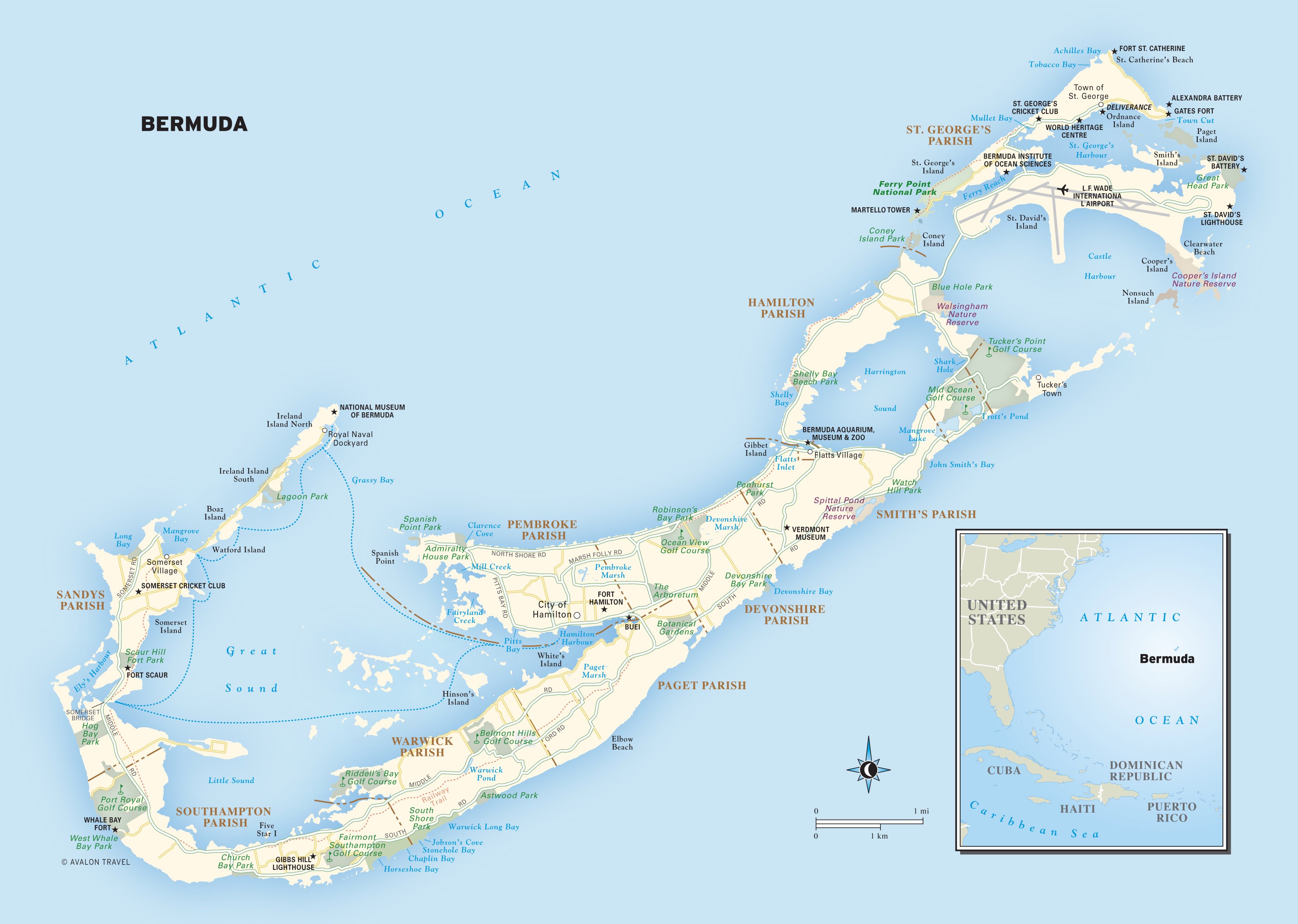 Atlantic Ocean Bermuda Map 