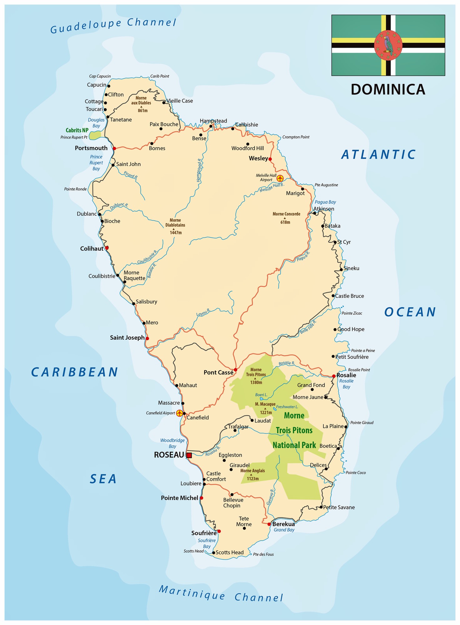 Regions Of Dominica Map