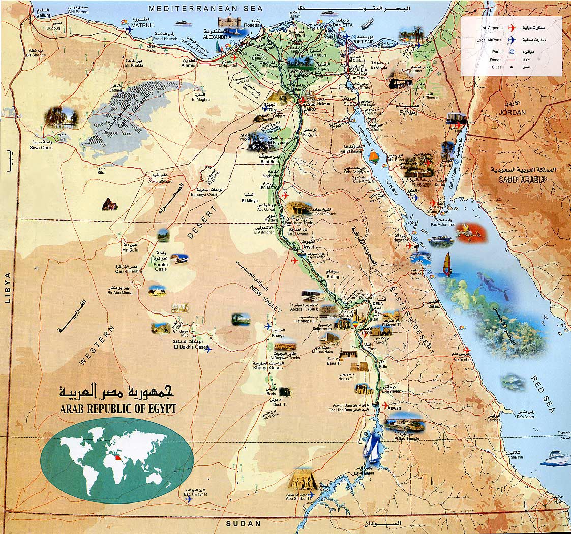 places to visit in egypt on a map