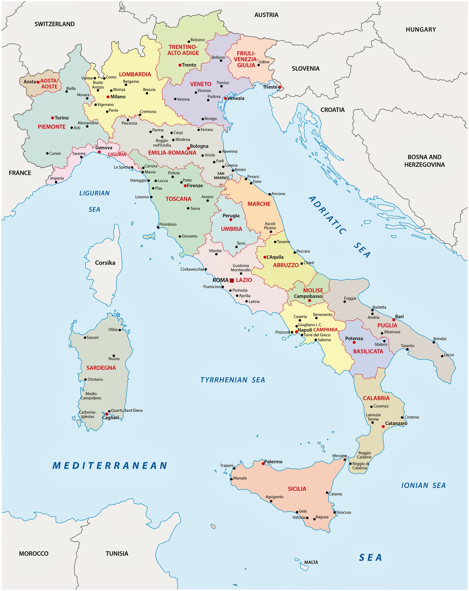 Map Of Italy Printable