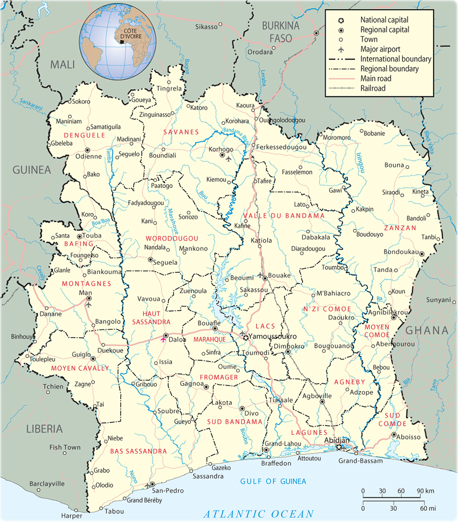 Ivory Coast Maps | Printable Maps of Ivory Coast for Download