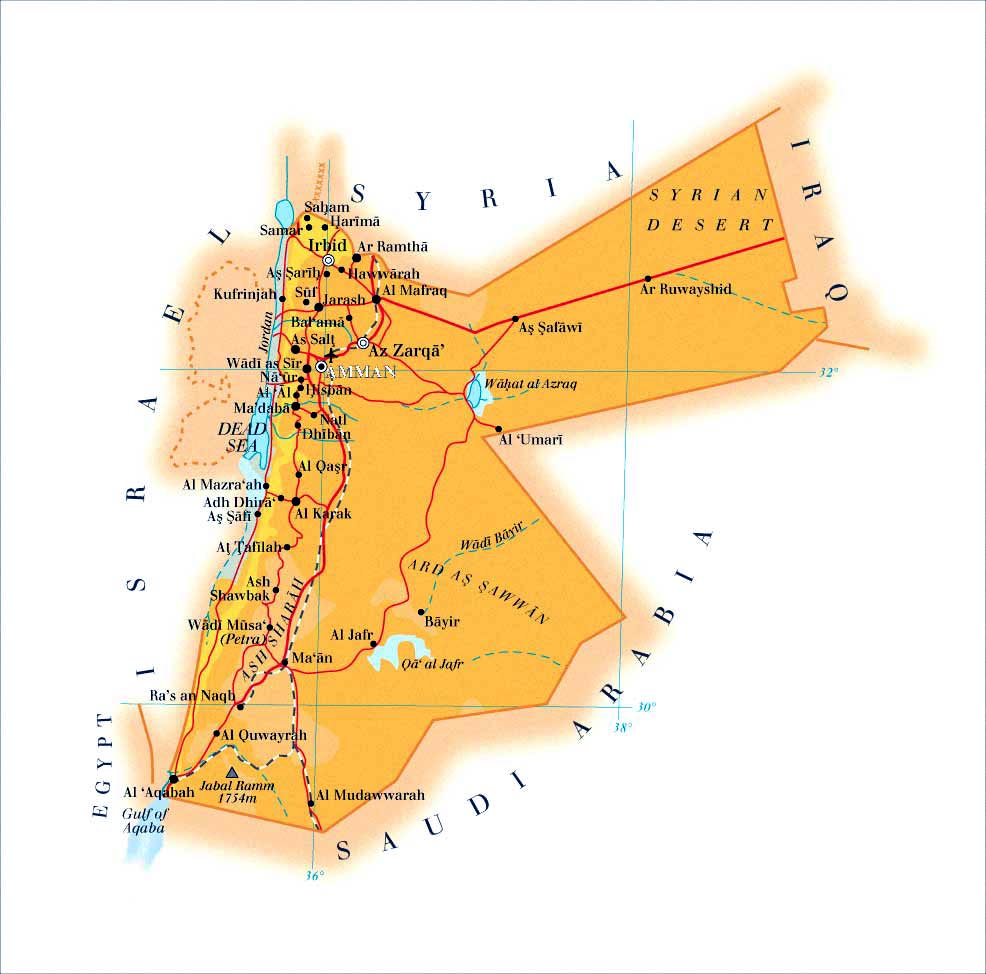 jordan tourist map