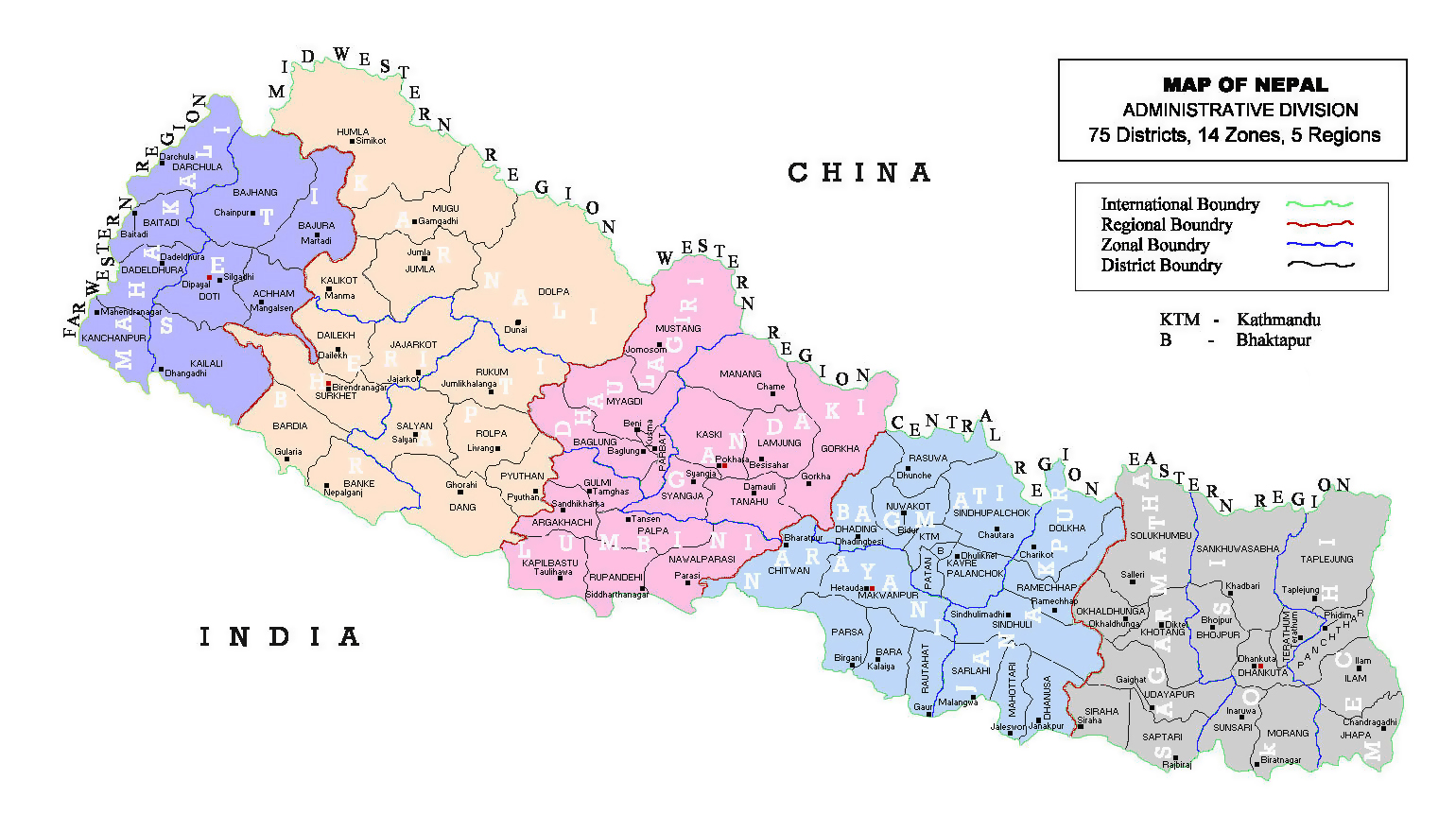 nepal map tourist places