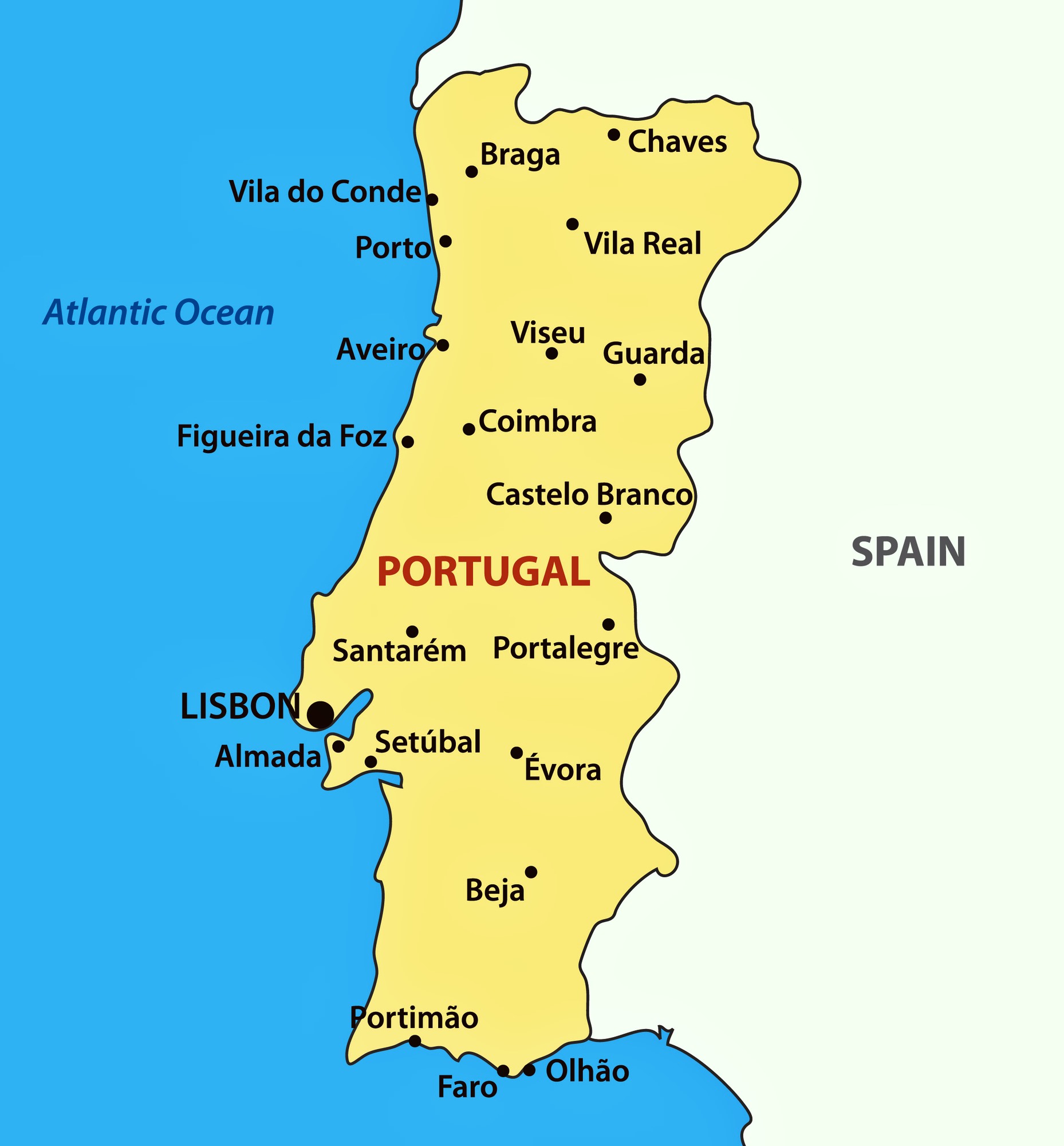 carte du portugal en francais