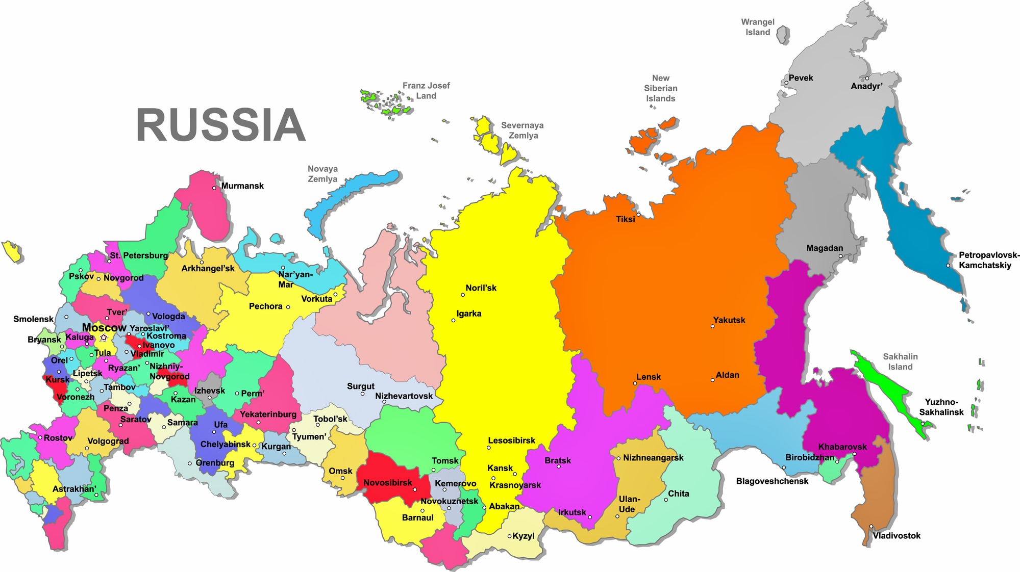Rusland Landkaart | Afdrukbare Plattegronden Van Rusland - Orangesmile.Com
