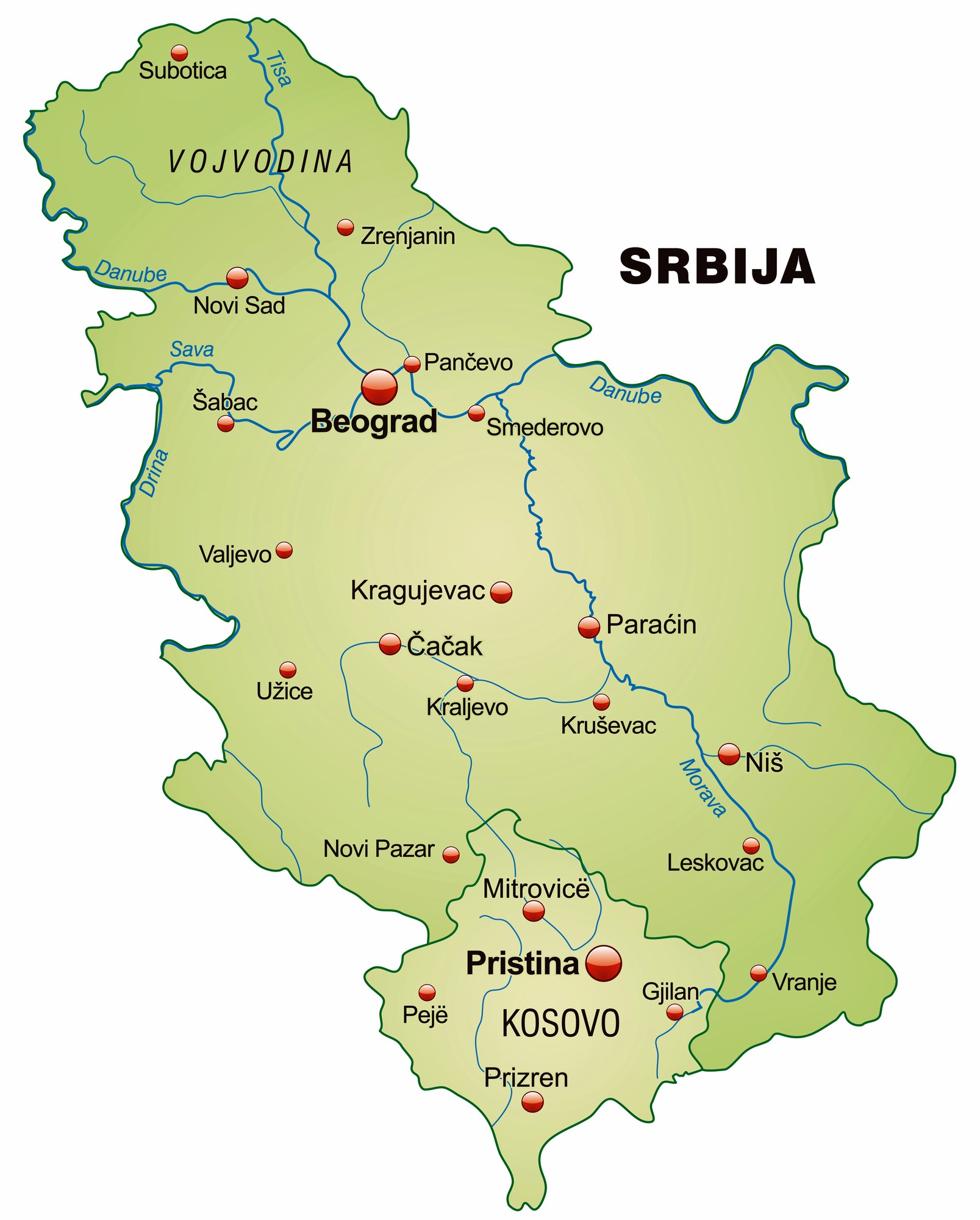 Cartina Geografica Del Serbia Mappa O Carta Mapa Map Of Serbia | Porn ...