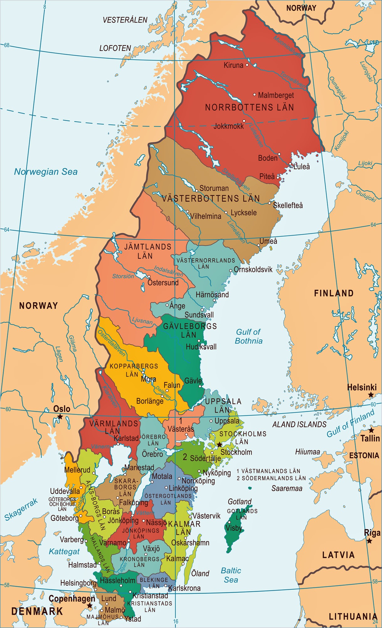 Karten von Schweden Karten von Schweden zum Herunterladen und Drucken