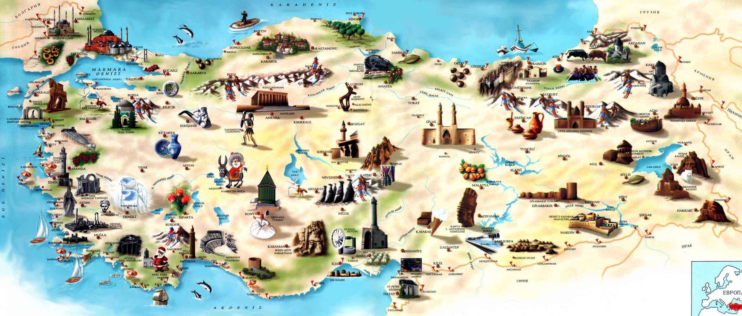 carte touristique de la turquie