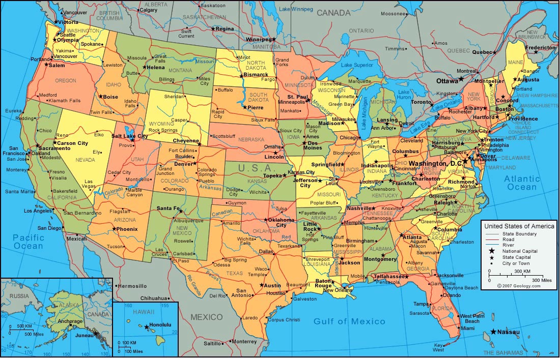 carte des usa détaillée