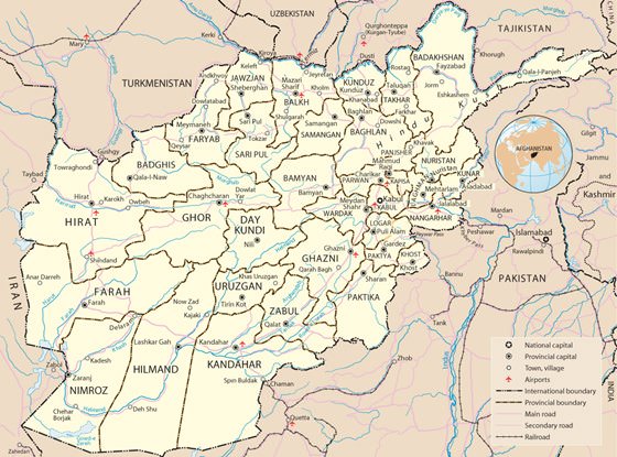 Detailed map of Afghanistan