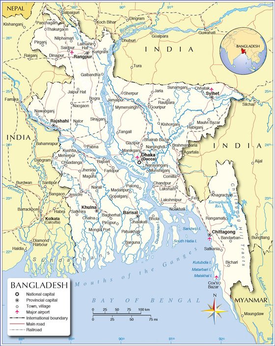 Detailed map of Bangladesh