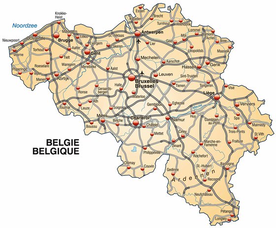 Plattegrond van Belgie
