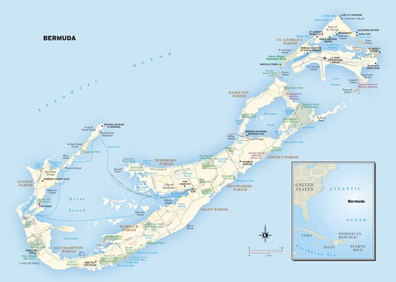 Детальная карта Бермудских островов