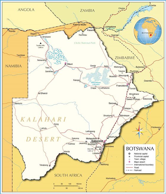 Detailed map Botswana