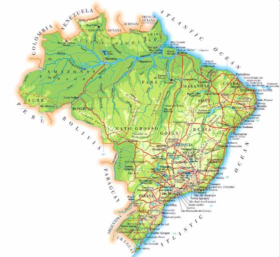 Detailed map of Brazil
