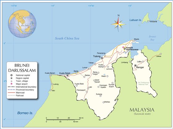 Large map of Brunei
