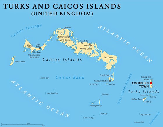 Detailed map Islas Turcas y Caicos