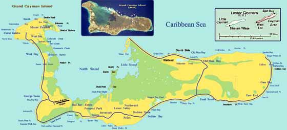 Large map of Cayman Islands