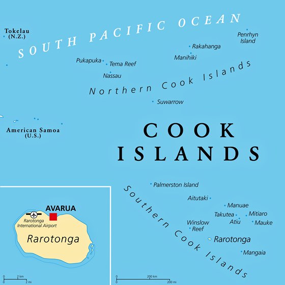Detailed map of Cook Islands