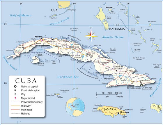 Detailed map of Cuba