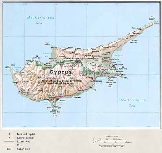 Detailed map of Cyprus