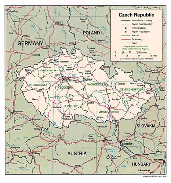 Large map of Czech Republic