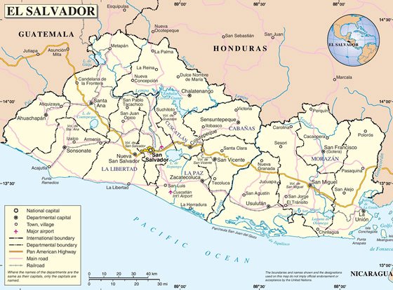 Detaillierte Karte von El Salvador