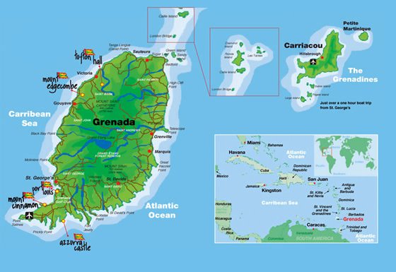Detailed map of Grenada
