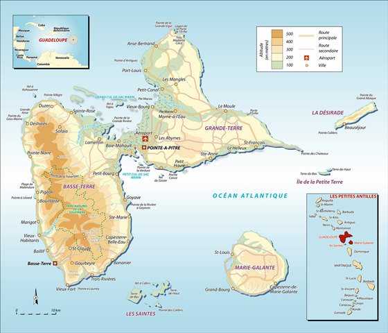 Detaillierte Karte von Guadeloupe